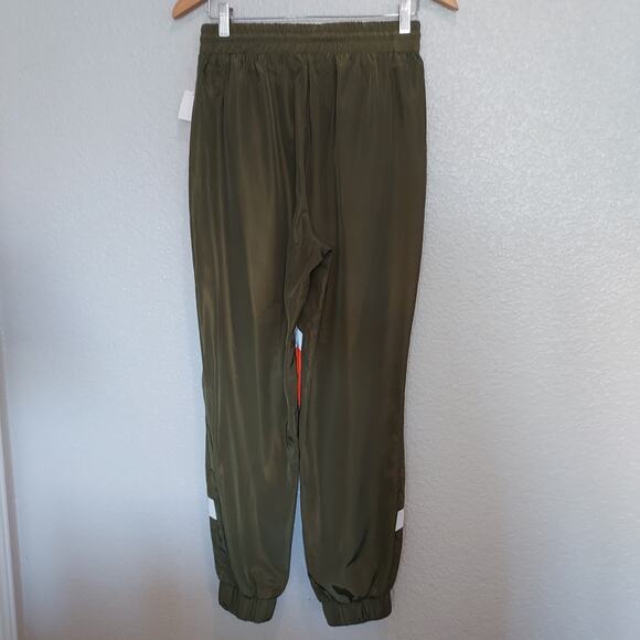 NEW Army Green Nylon Jogger Pants w/ Orange & Silver Block Size S - Picture 8 of 11